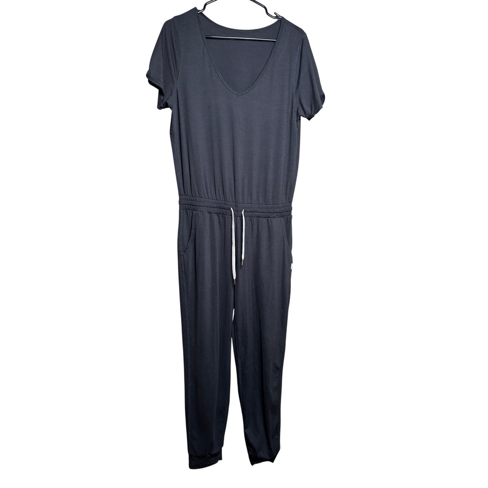 Vuori All Day Charcoal Heather V-Neck Drawstring Jogger Pant Jumpsuit Women Sz M